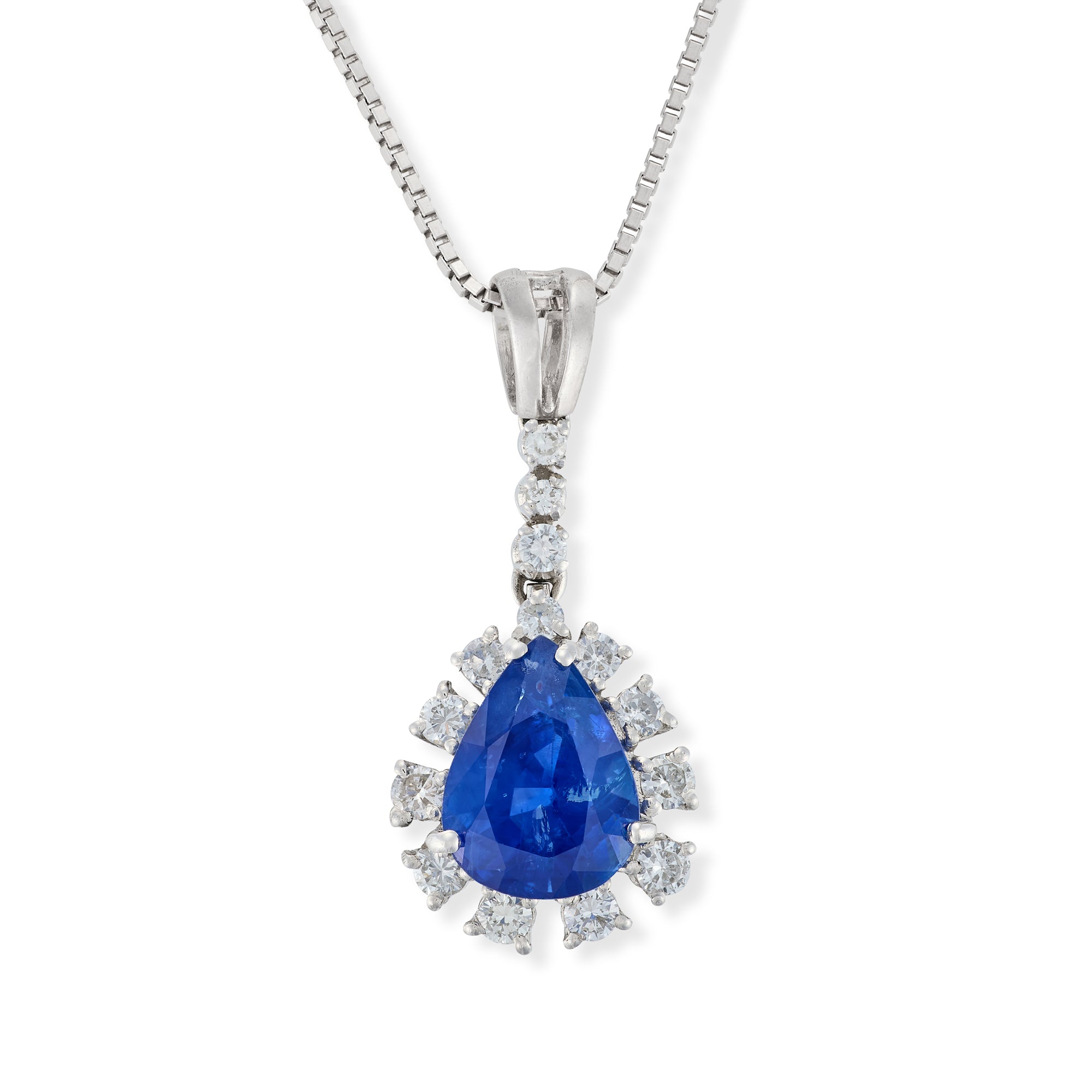 Pear Cut Sapphire & Diamond Pendant - Wildsmith Jewellery