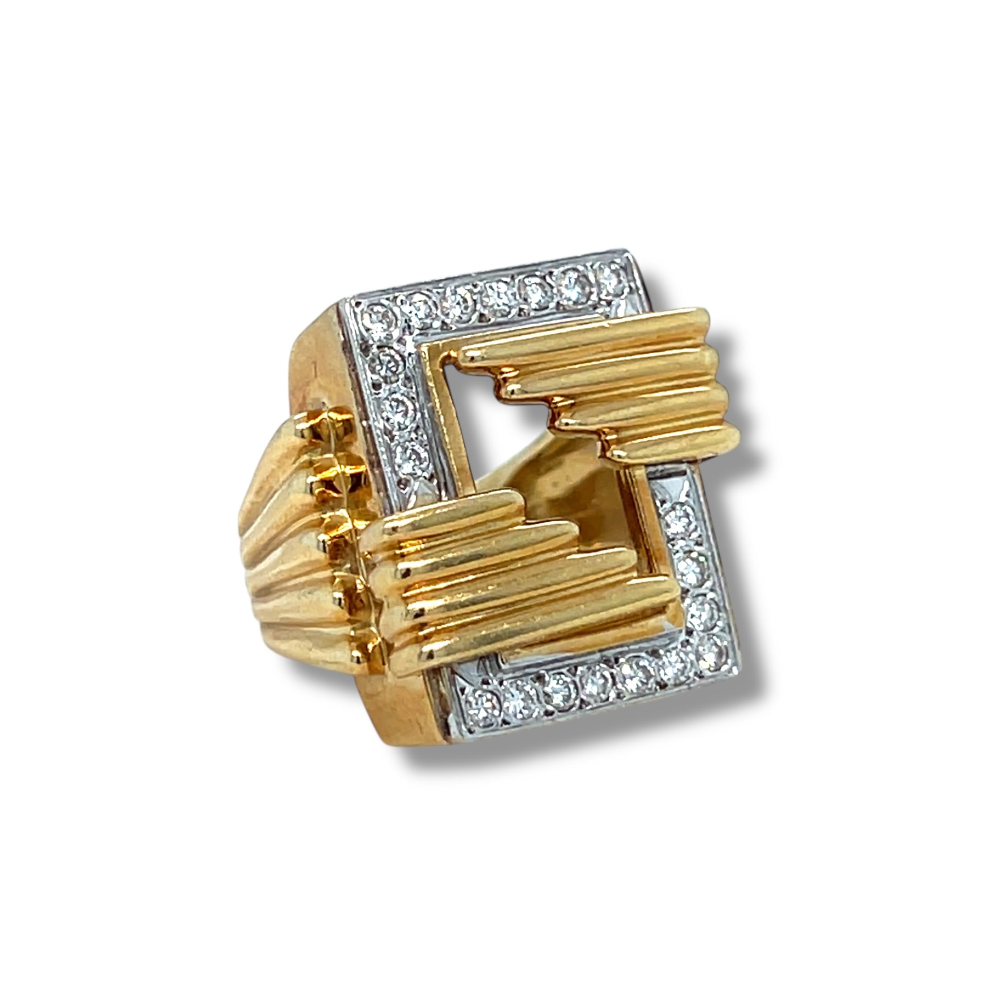 Vintage 18ct Gold & Diamond Geometric Ring