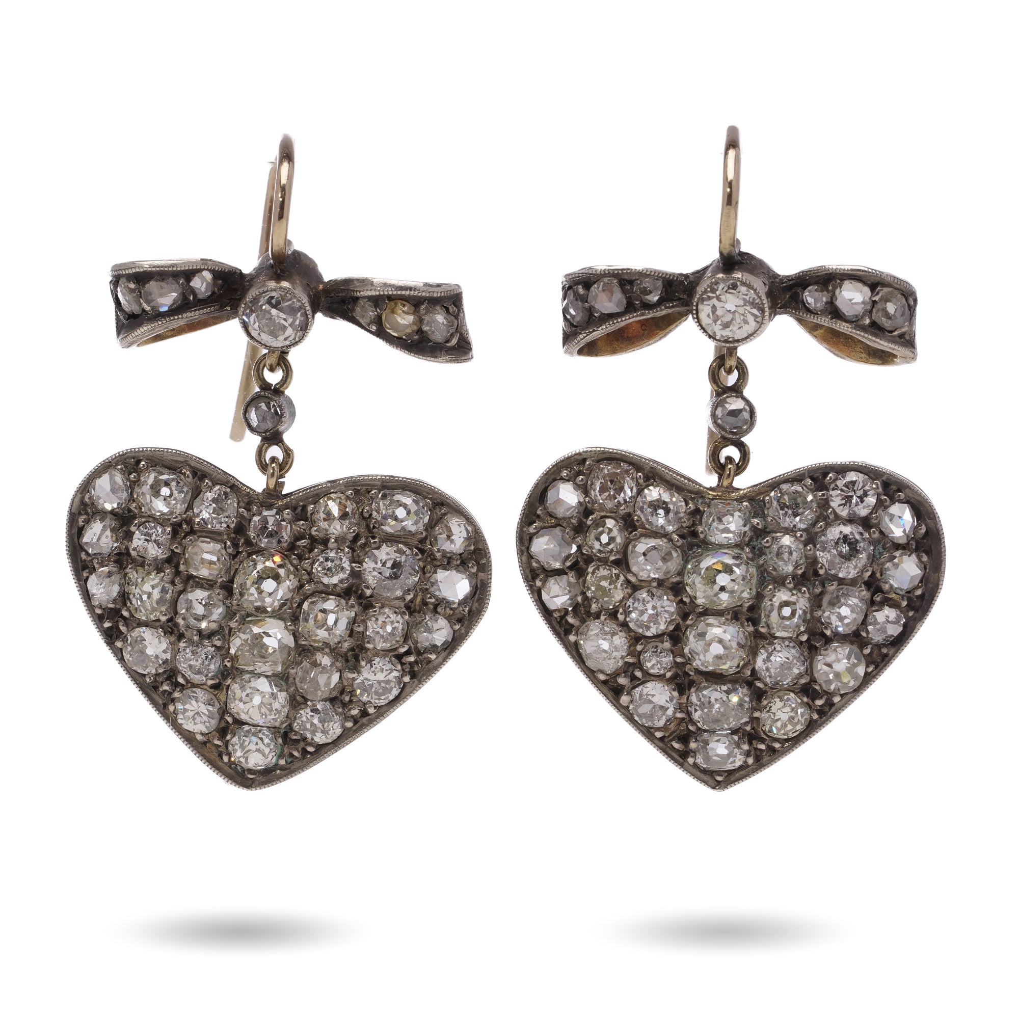 Antique Diamond Heart Earrings - Wildsmith Jewellery