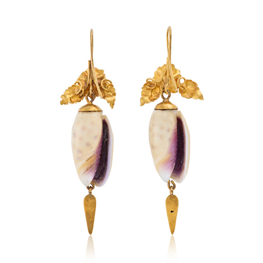 Antique Cowrie Shell Earrings - Wildsmith Jewellery