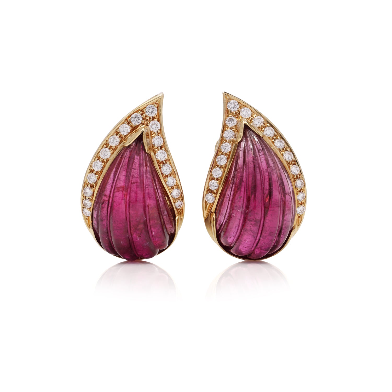 18ct Gold Tourmaline & Diamond Earrings