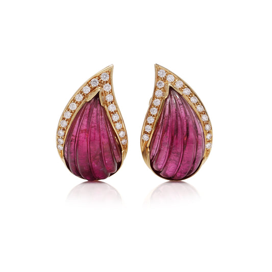 18ct Gold Tourmaline & Diamond Earrings - Wildsmith Jewellery