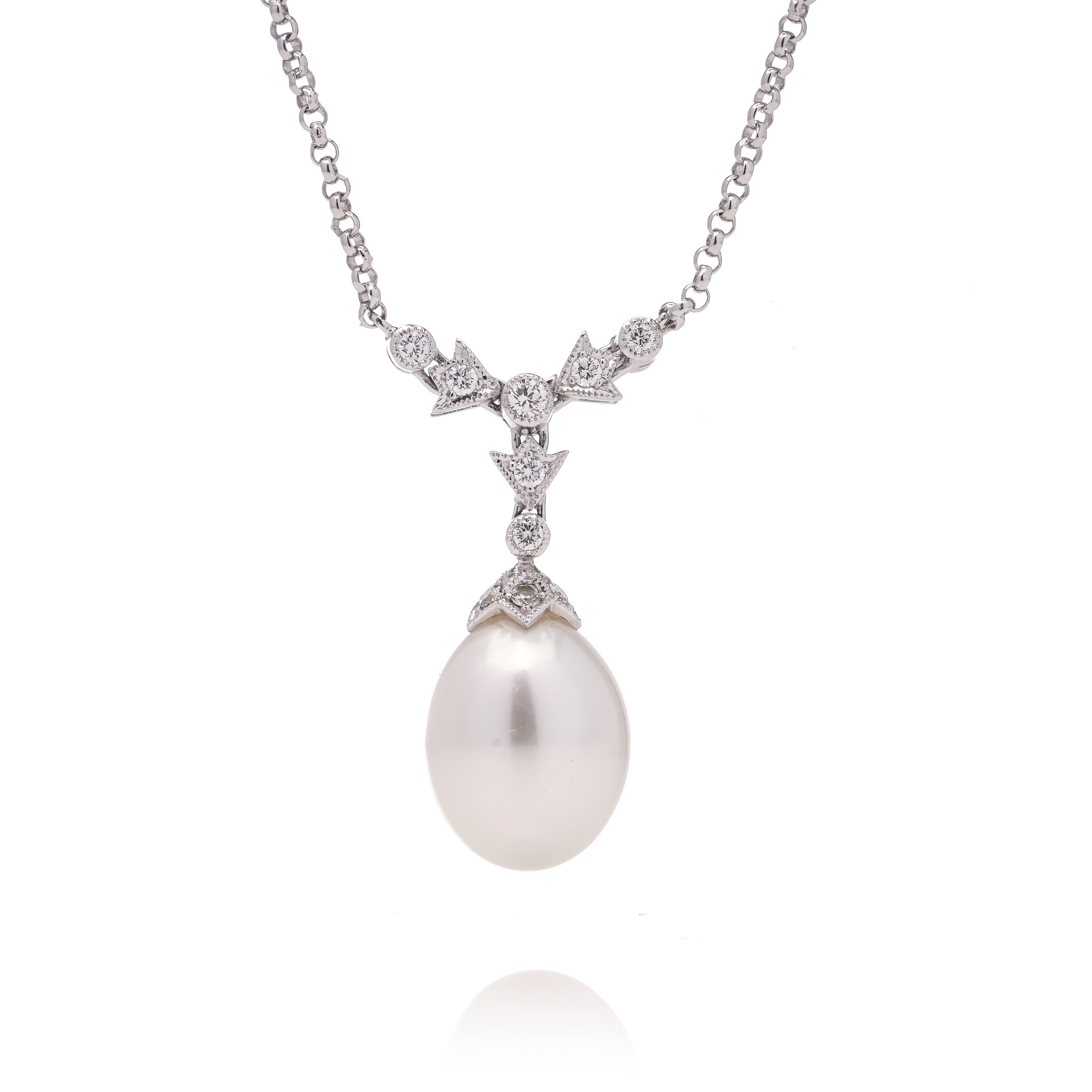 Freshwater Pearl & Diamond Necklace - Wildsmith Jewellery