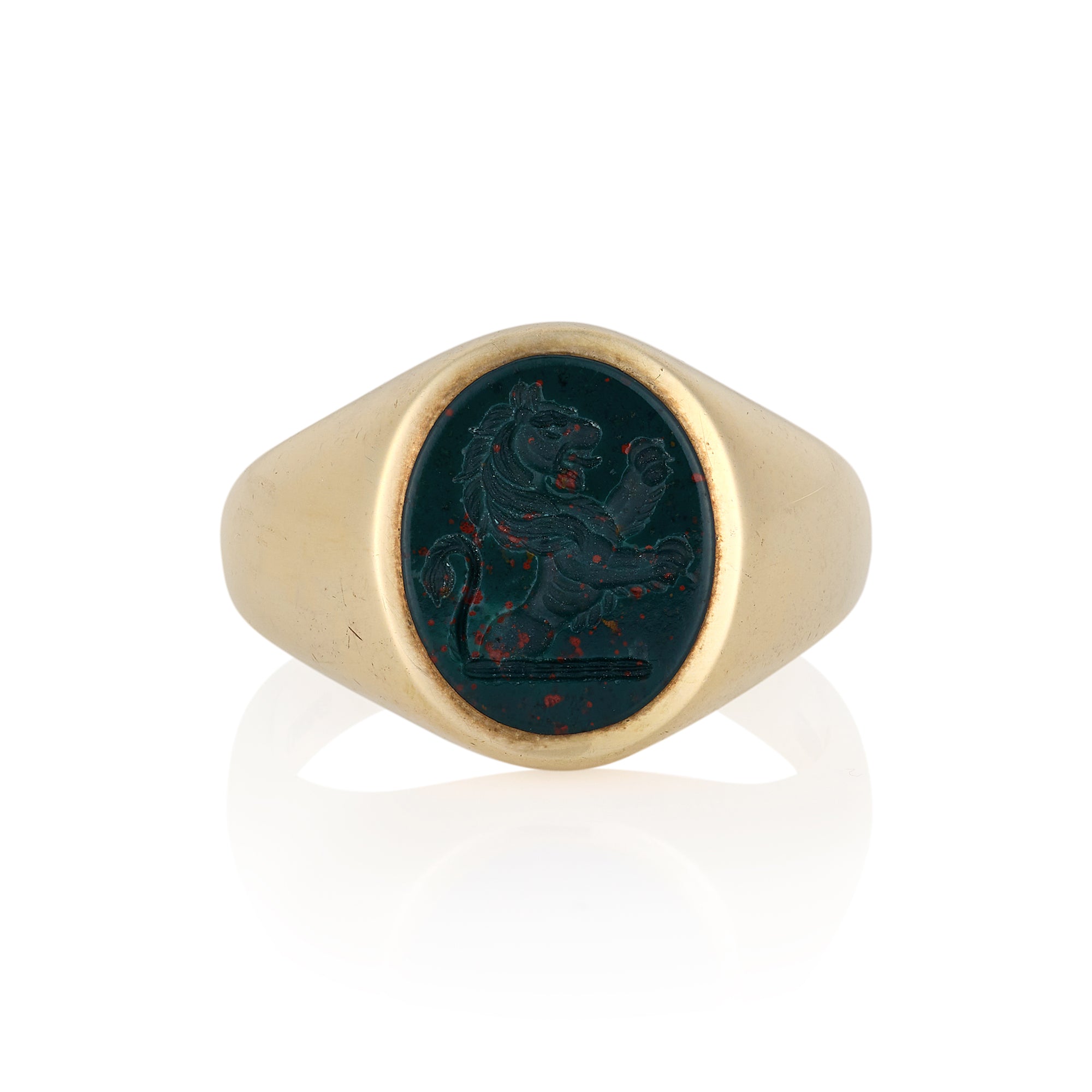 13 x 11mm Bloodstone Oxford Oval Signet Ring - Wildsmith Jewellery