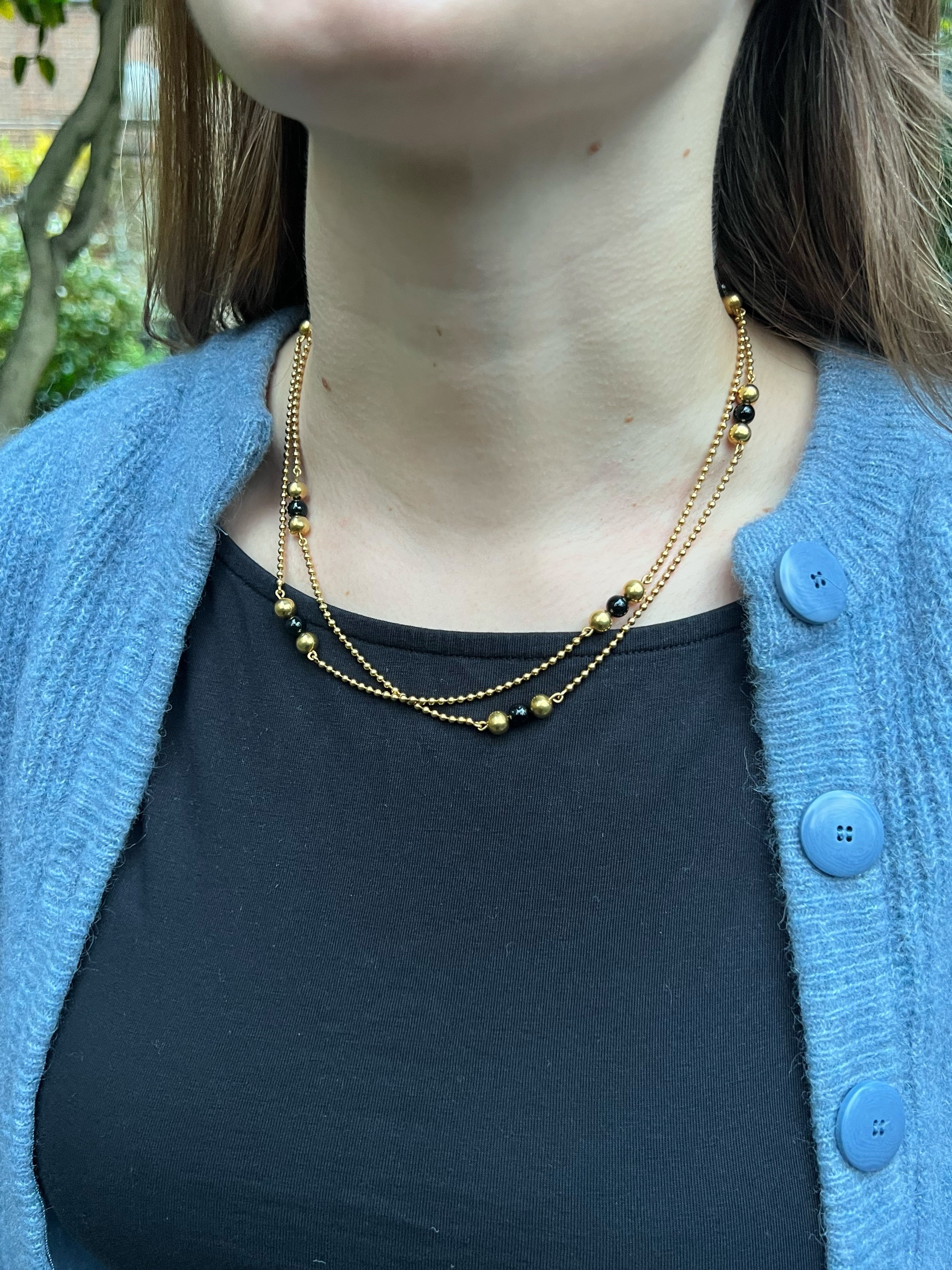18ct Gold & Onyx Chain Necklace - Wildsmith Jewellery
