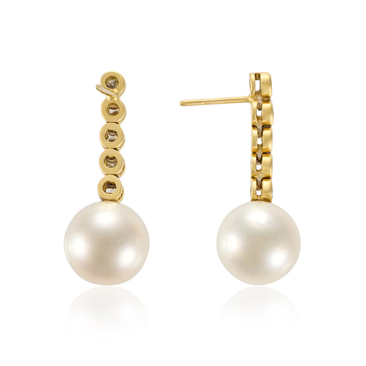 South Sea Pearl & Diamond Drop Earrings