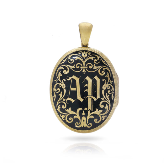Victorian Enamel Mourning Locket, 18ct - Wildsmith Jewellery