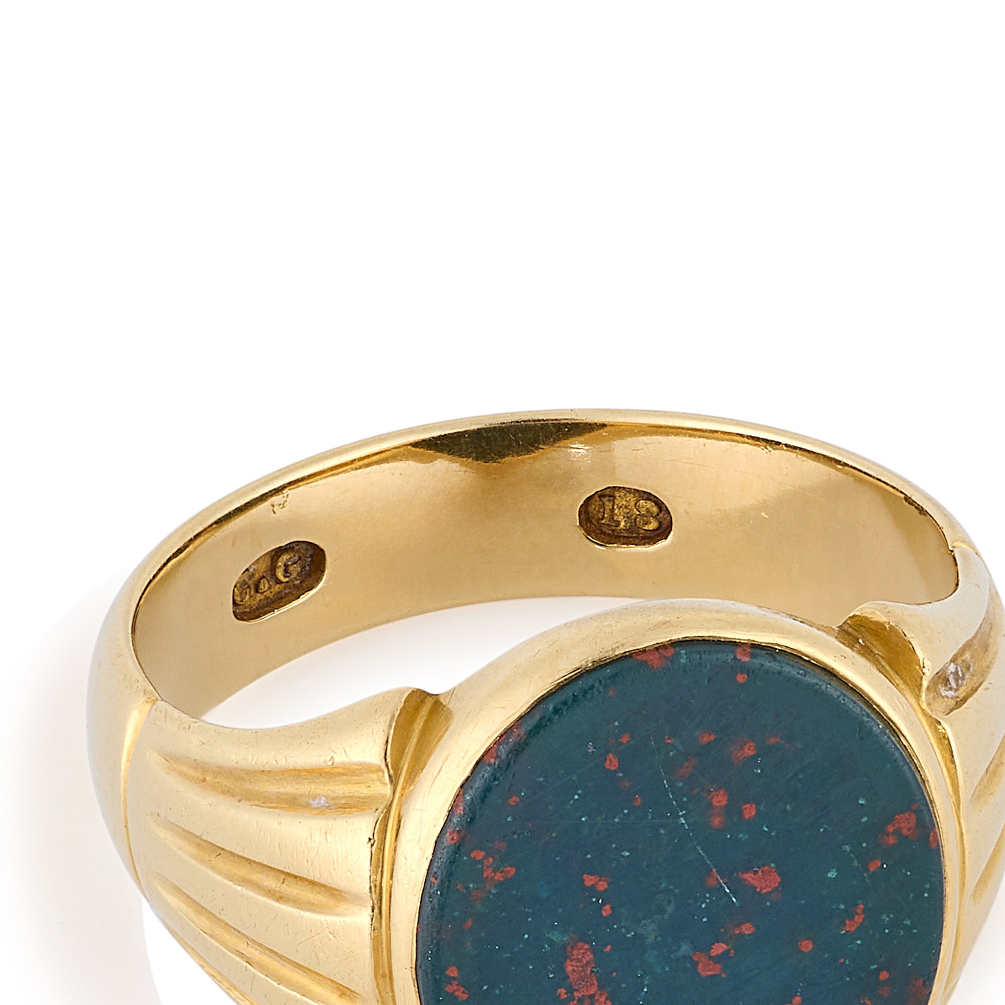 18ct Yellow Gold & Bloodstone Signet Ring by Charles Green - Wildsmith Jewellery