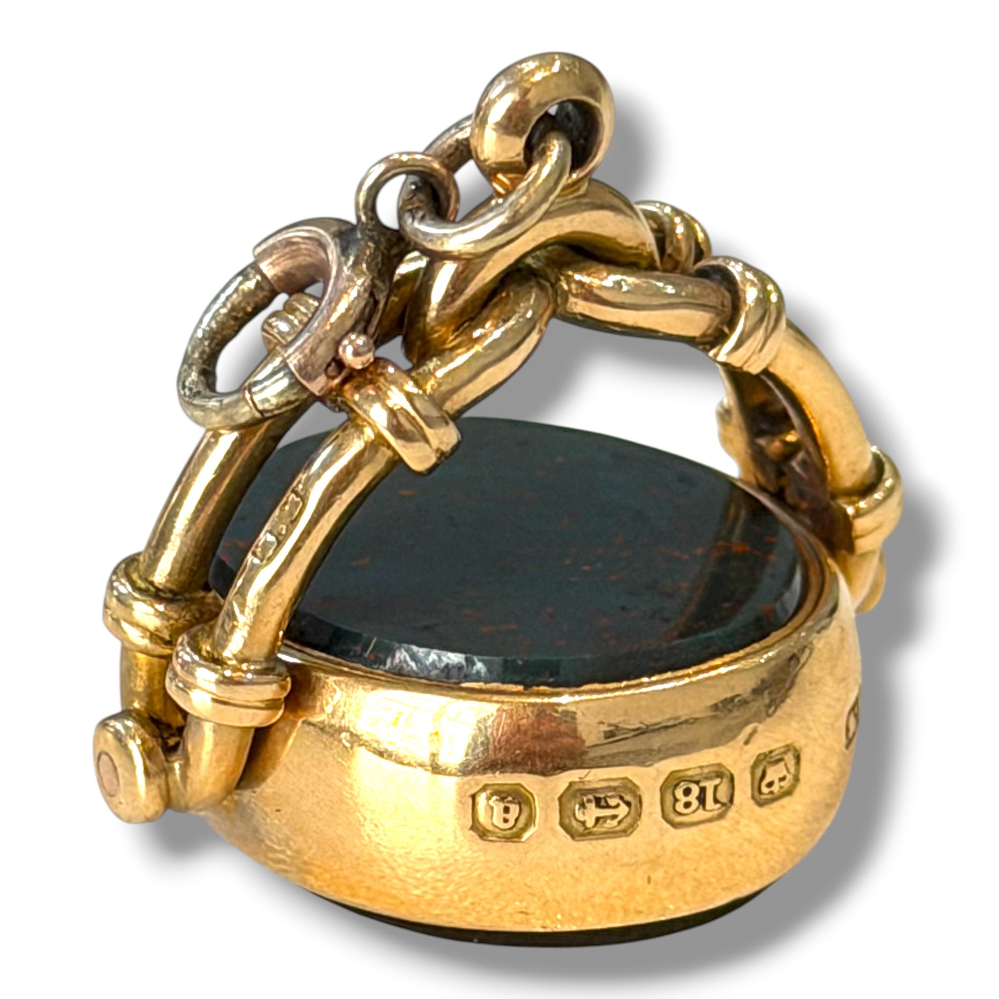 Victorian 18ct Gold Bloodstone & Carnelian Swivel Fob - Wildsmith Jewellery