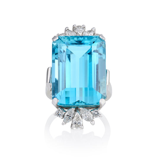 25.54ct Aquamarine and Diamond Ring - Wildsmith Jewellery