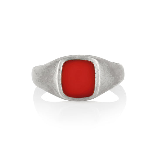 11 x 9mm Cushion Shaped Carnelian Signet Ring - Wildsmith Jewellery