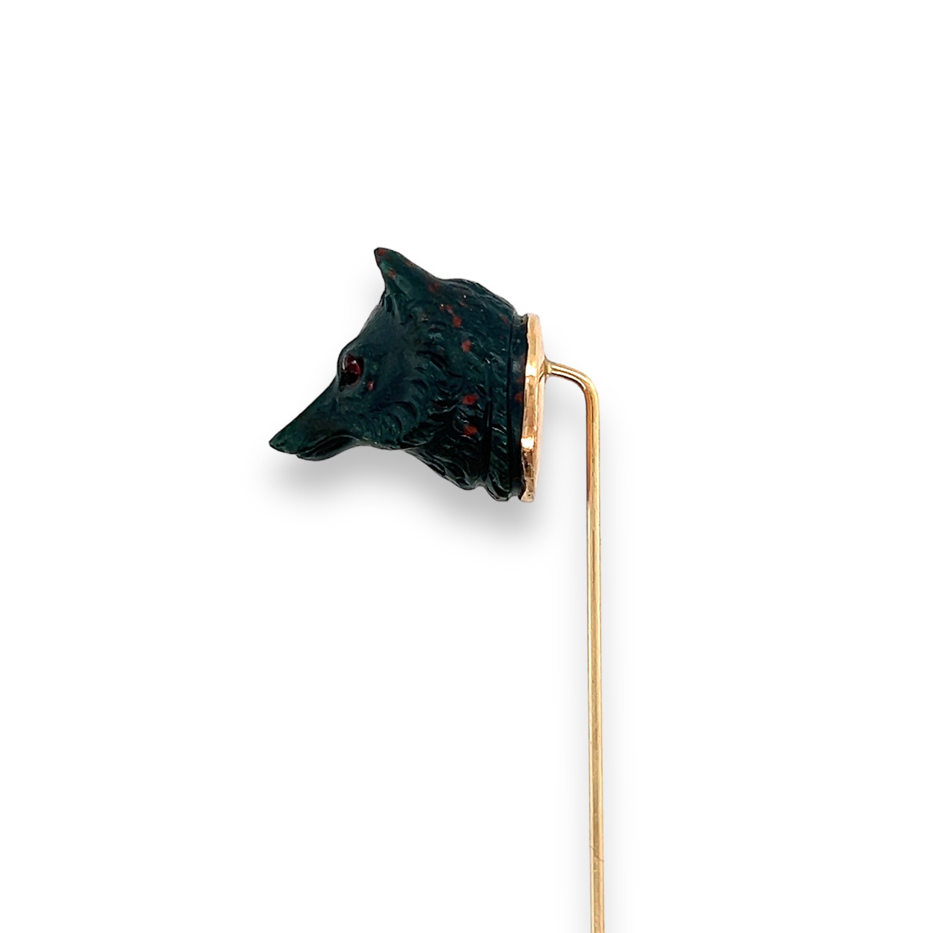 Carved Bloodstone Wolf Tie Pin (RARE!!!!) - Wildsmith Jewellery