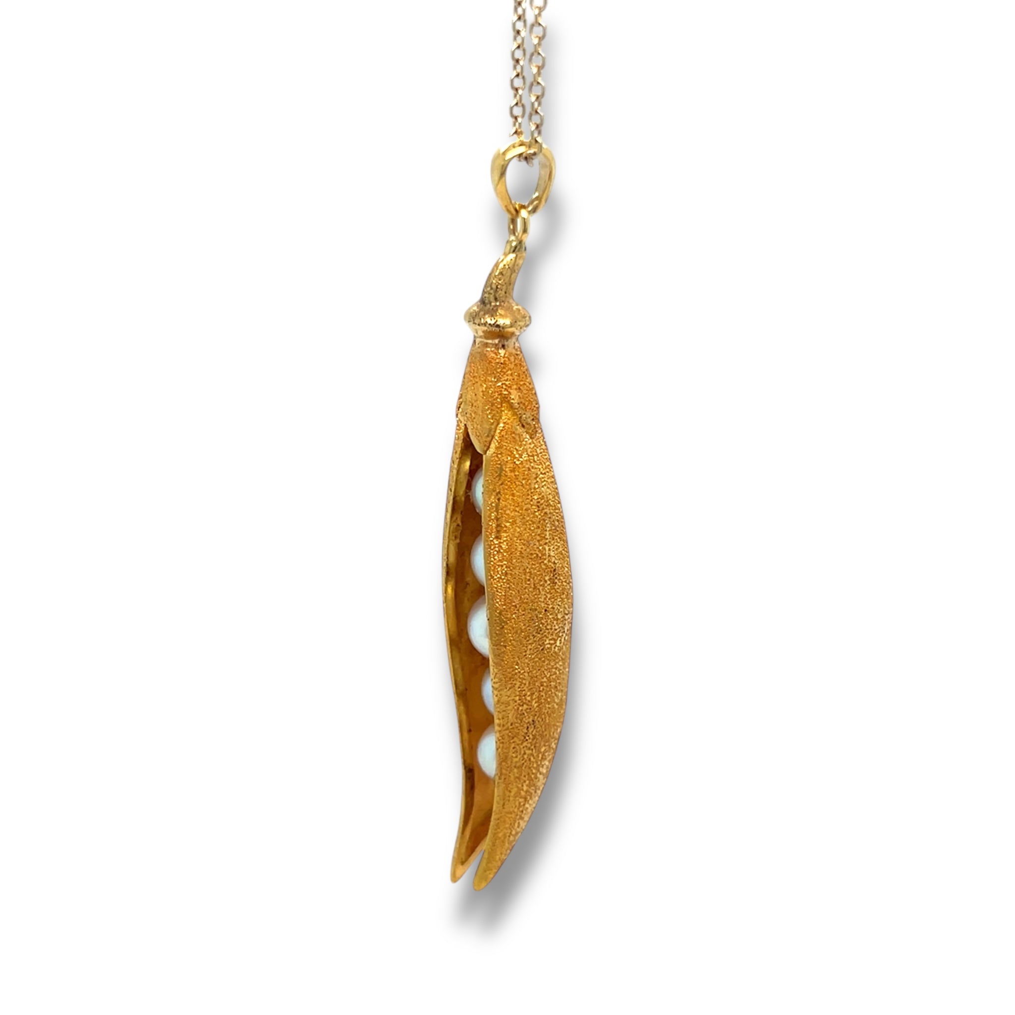 Gold & Pearl Peas in a Pod Pendant - Wildsmith Jewellery
