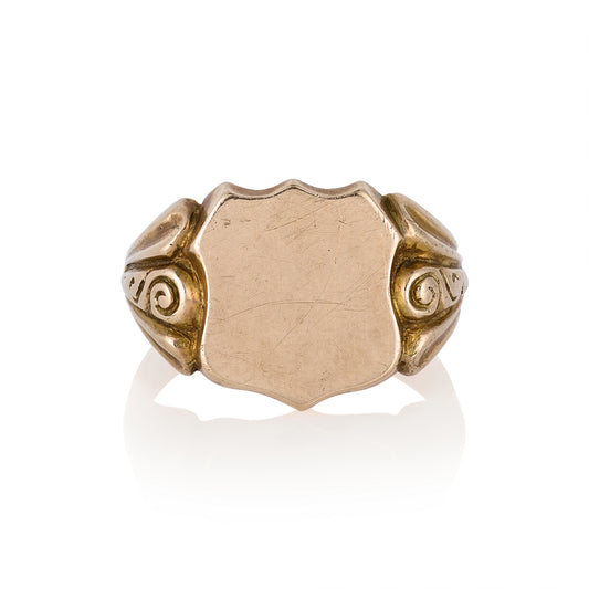 9ct Gold Shield Signet Ring from 1910 - Wildsmith Jewellery