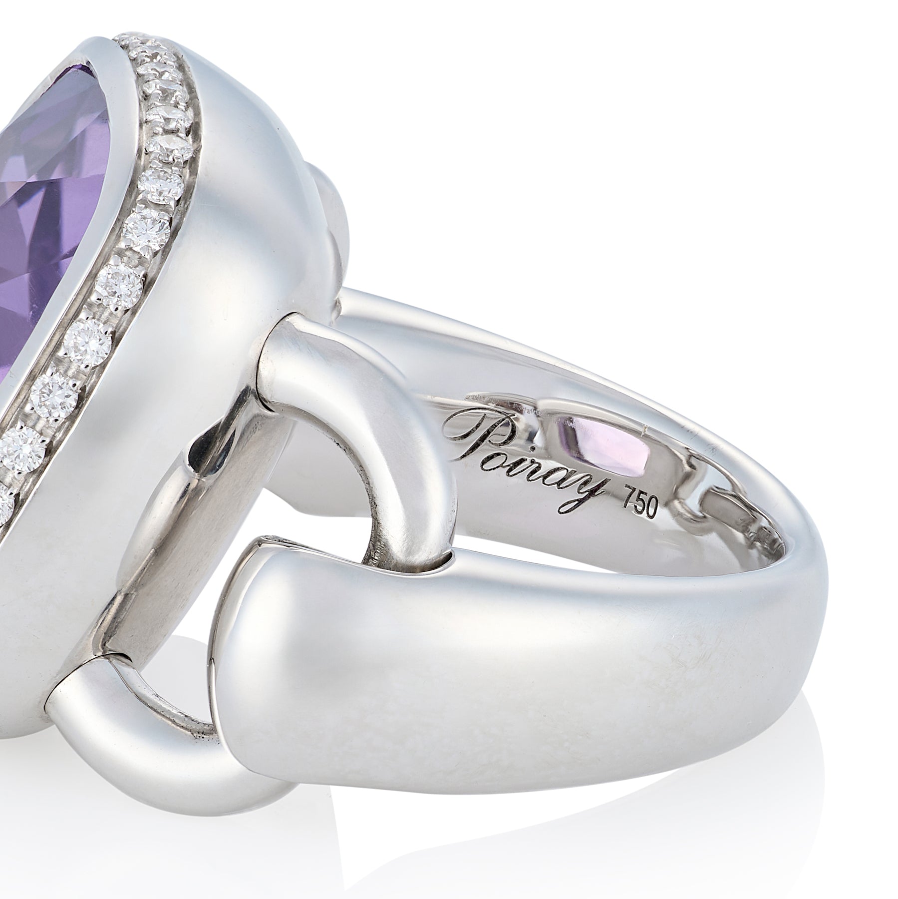 18ct White Gold, Amethyst & Diamond Ring by Poiray - Wildsmith Jewellery