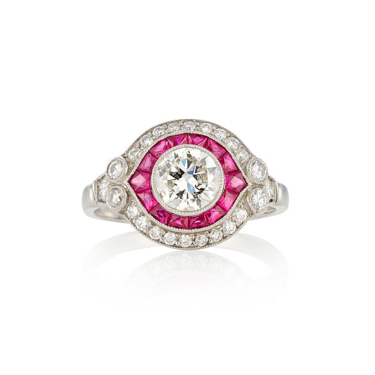 Ruby & Diamond Target Cluster Ring - Wildsmith Jewellery