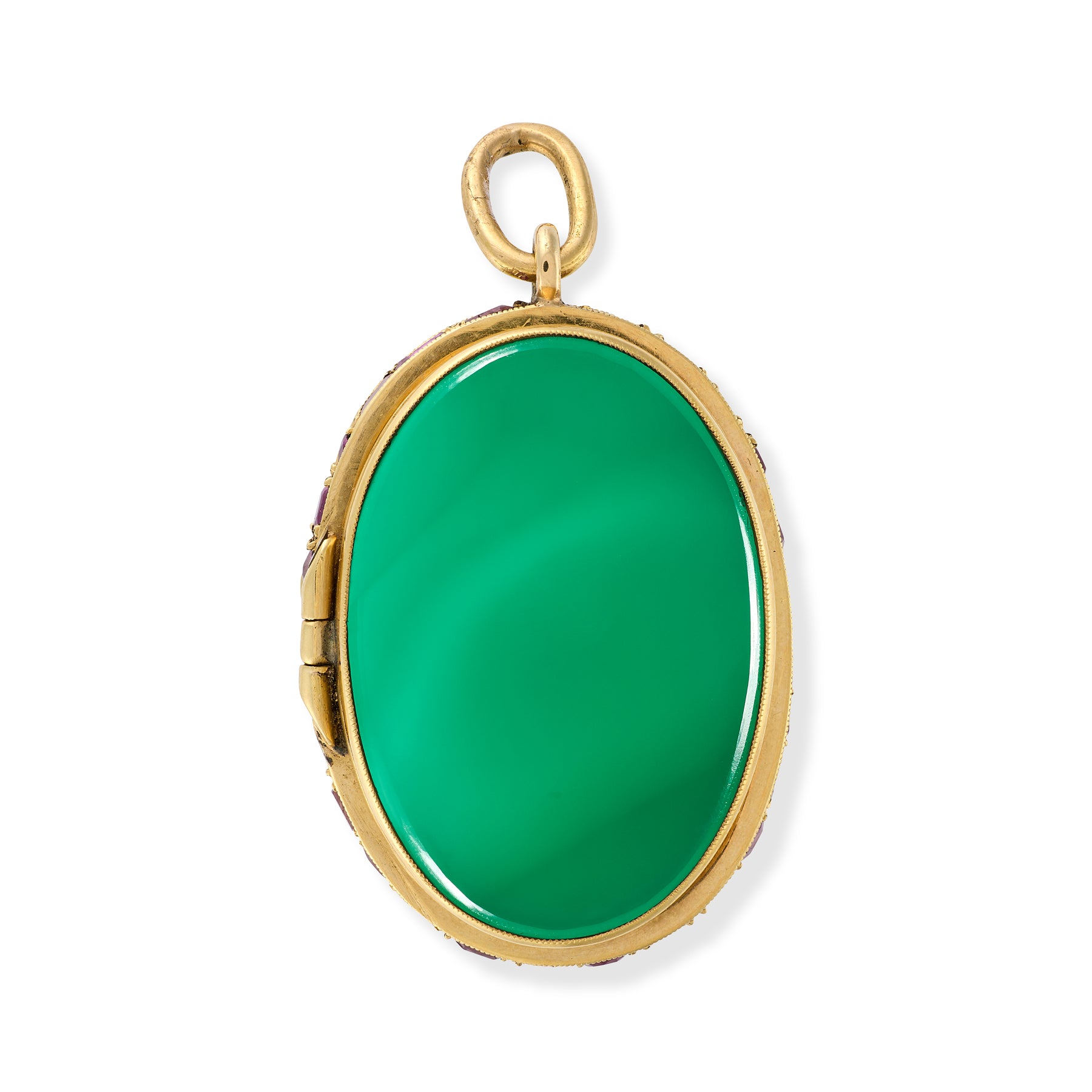 Vintage Chalcedony, Ruby & Gold Locket
