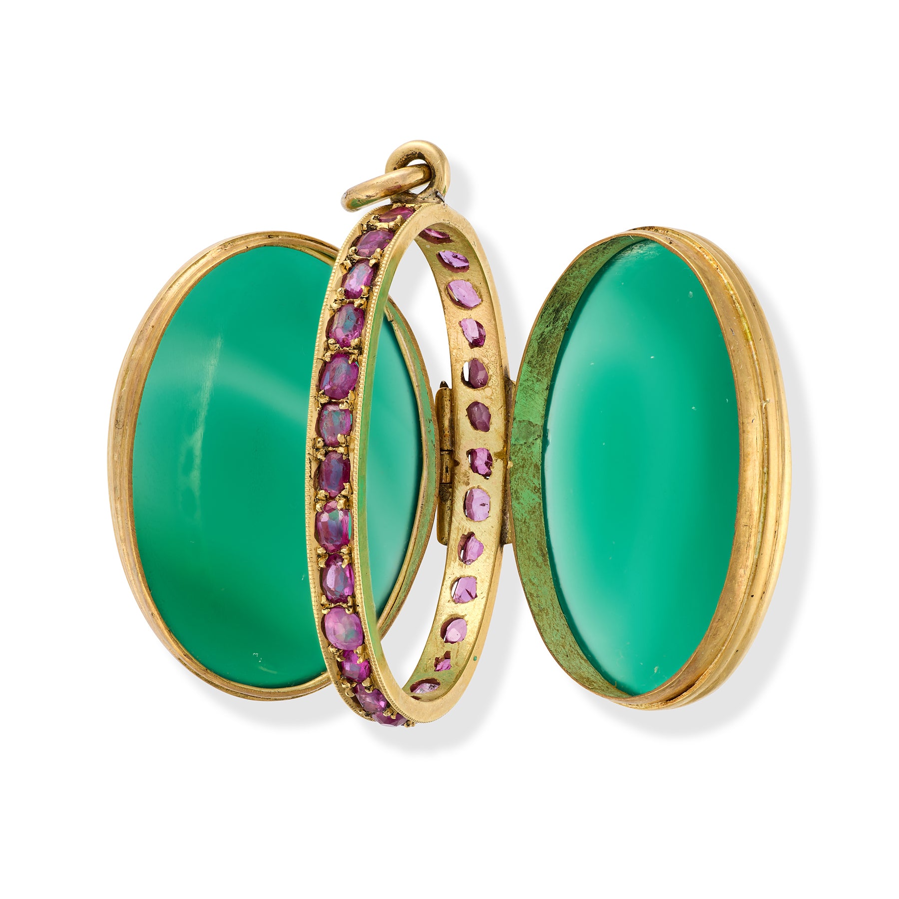 Vintage Chalcedony, Ruby & Gold Locket