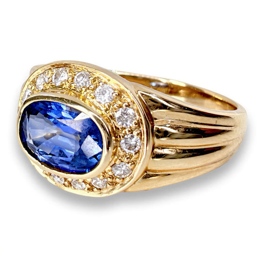 Vintage 18ct Gold Sapphire & Diamond Cluster Ring