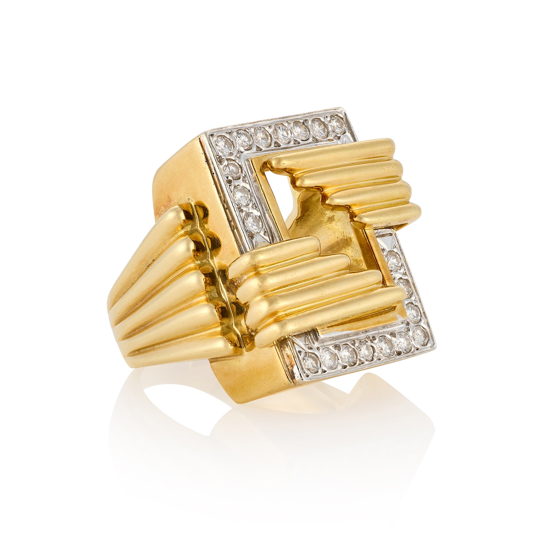Vintage 18ct Gold & Diamond Geometric Ring - Wildsmith Jewellery