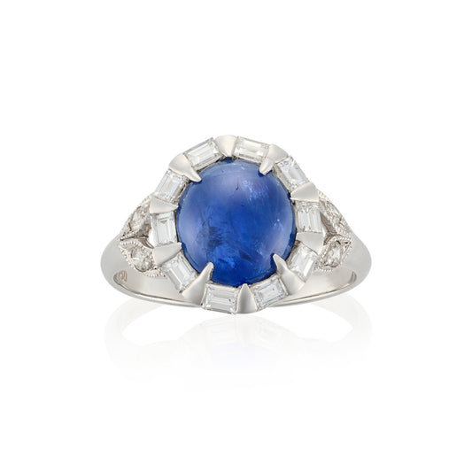 Art Deco Burma Sapphire & Diamond Ring - Wildsmith Jewellery