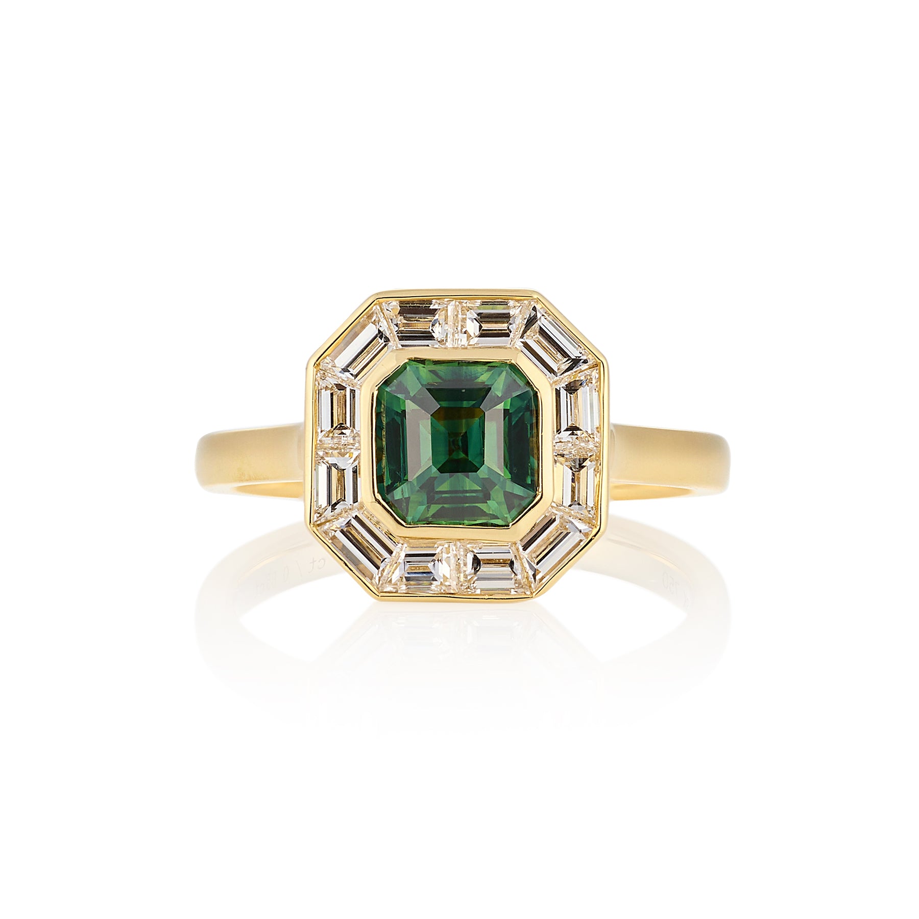 Art Deco Green Sapphire & Diamond Ring