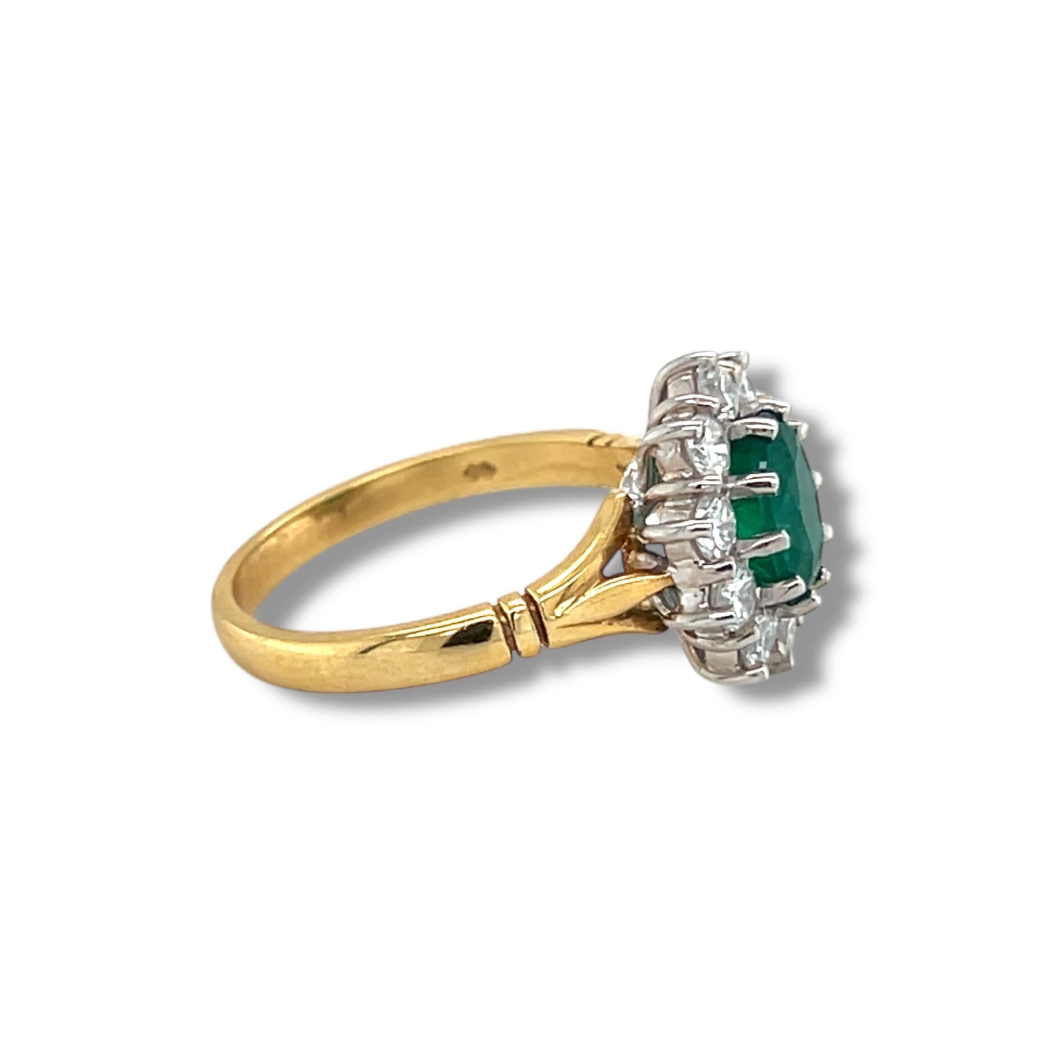 Emerald and Diamond Cluster Engagement Ring - Wildsmith Jewellery