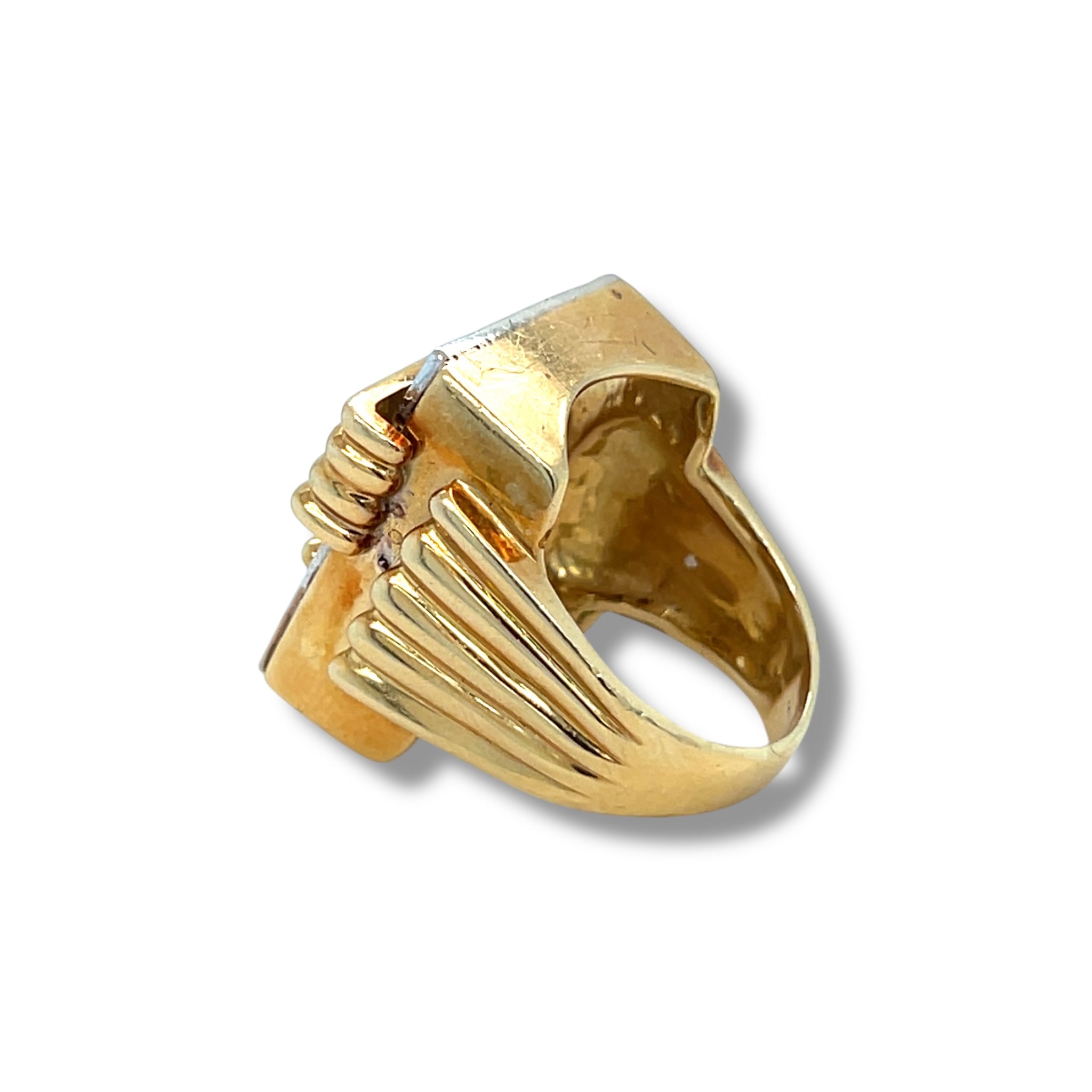Vintage 18ct Gold & Diamond Geometric Ring