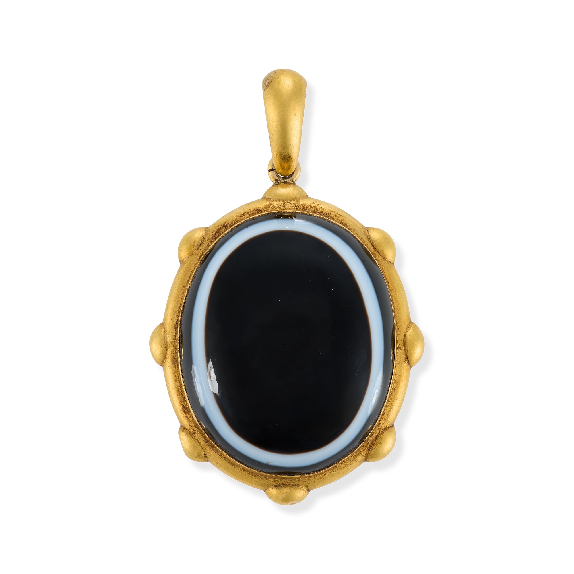 Victorian 15ct Gold & Banded Agate Locket Pendant - Wildsmith Jewellery