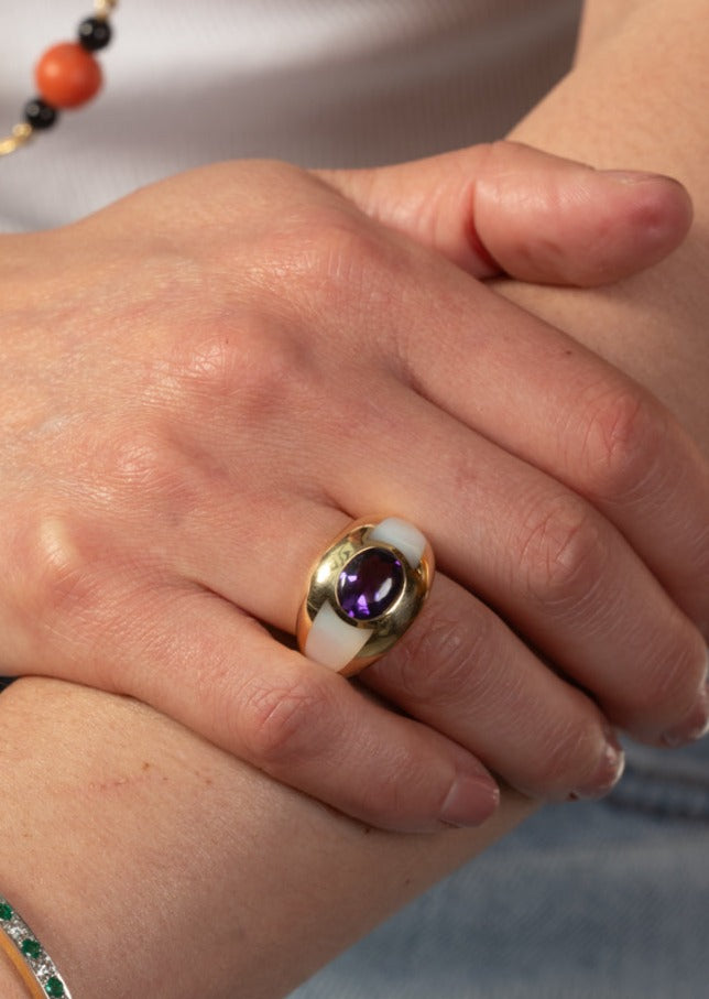 Amethyst and Mother of Pearl Ring by Mauboussin Paris - Wildsmith Jewellery