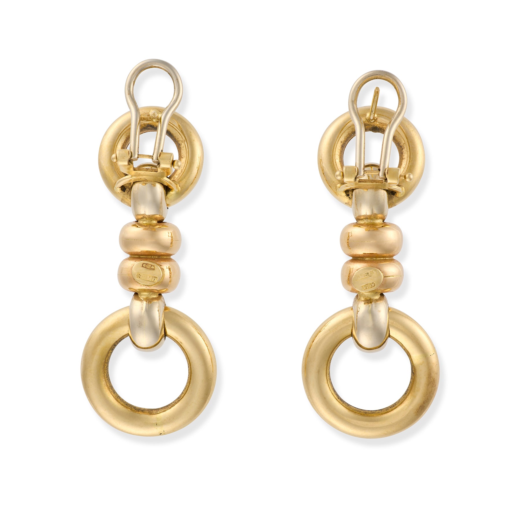 Vintage 18ct Three Colour Gold Earrings