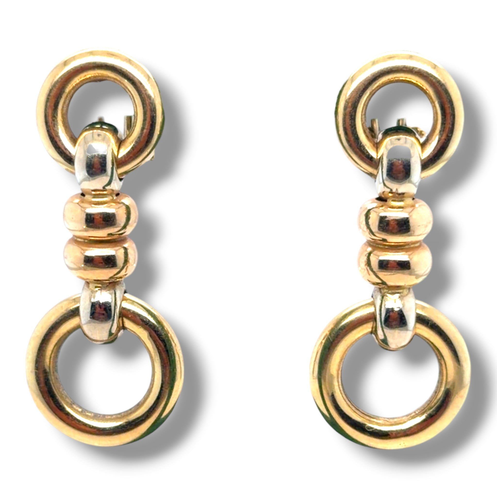 Vintage 18ct Three Colour Gold Earrings