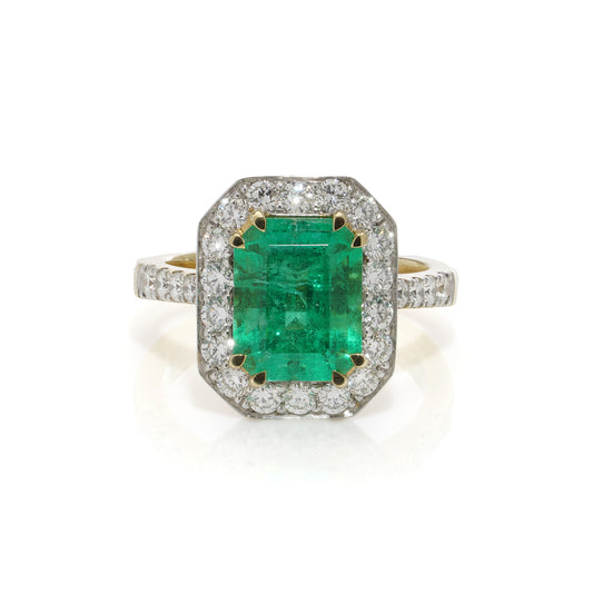 Emerald & Diamond Cluster Ring - Wildsmith Jewellery