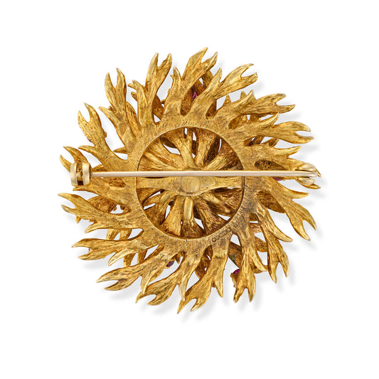 1970’s Ruby & Gold Floral Brooch
