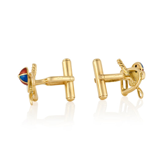 18ct Gold & Enamel Equestrian Cufflinks - Wildsmith Jewellery