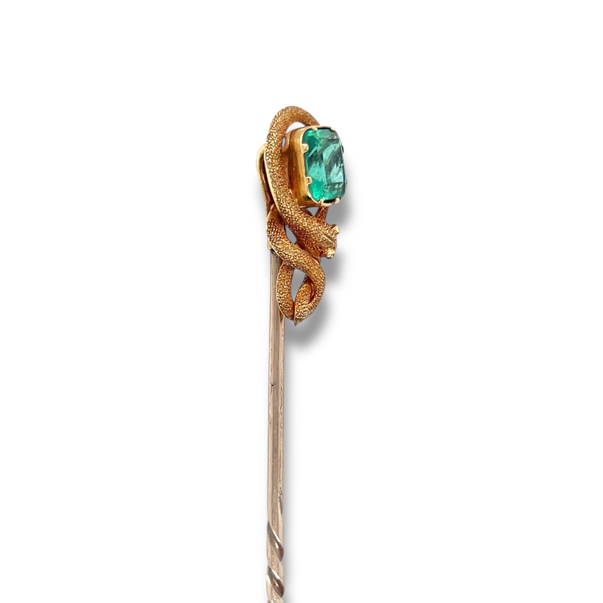 Antique Emerald & 18ct Gold Snake Stickpin - Wildsmith Jewellery