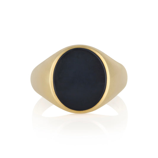 10.5 x 8mm Onyx Oxford Oval Signet Ring - Wildsmith Jewellery