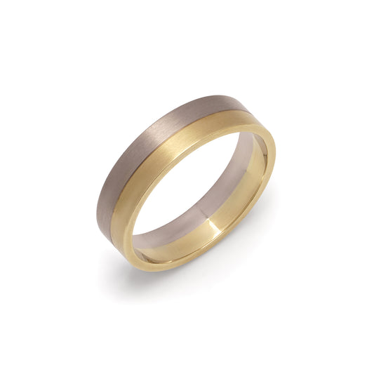 Two Tone Flat Wedding Ring - Wildsmith Jewellery