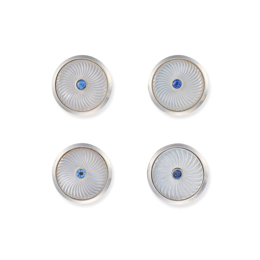 Antique Sapphire & Mother of Pearl Buttons - Wildsmith Jewellery