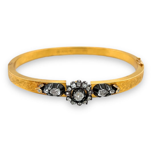 Antique Old Cut Diamond Bangle, Swedish Circa 1896 - Wildsmith Jewellery