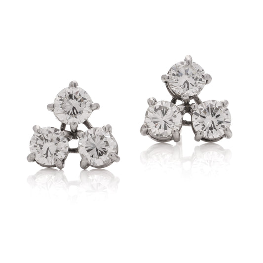 Triple Diamond Stud Earrings - Wildsmith Jewellery
