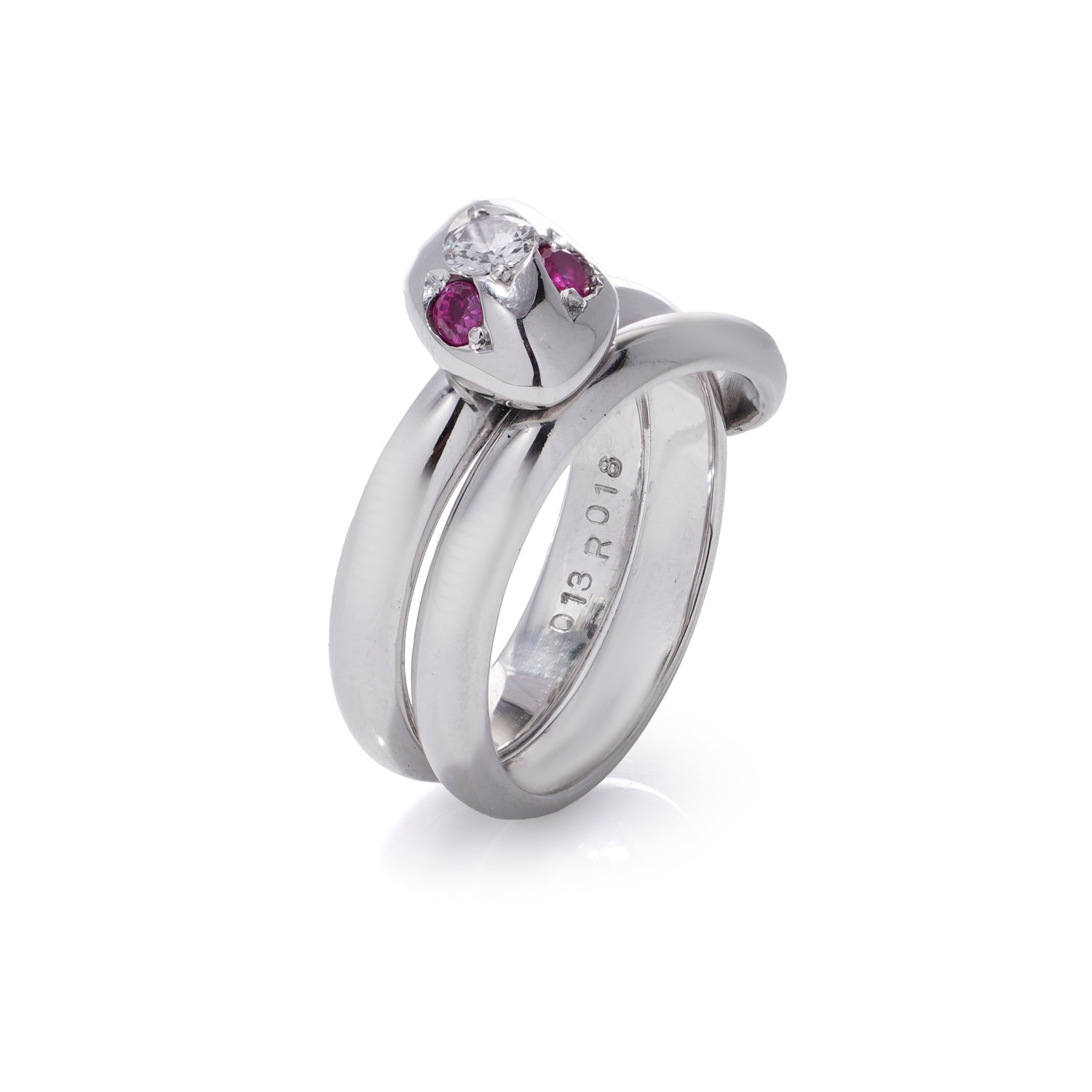 Platinum, Ruby & Diamond Snake Ring - Wildsmith Jewellery