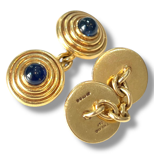 18ct Gold and Sapphire Cufflinks by Deakin & Francis - Wildsmith Jewellery