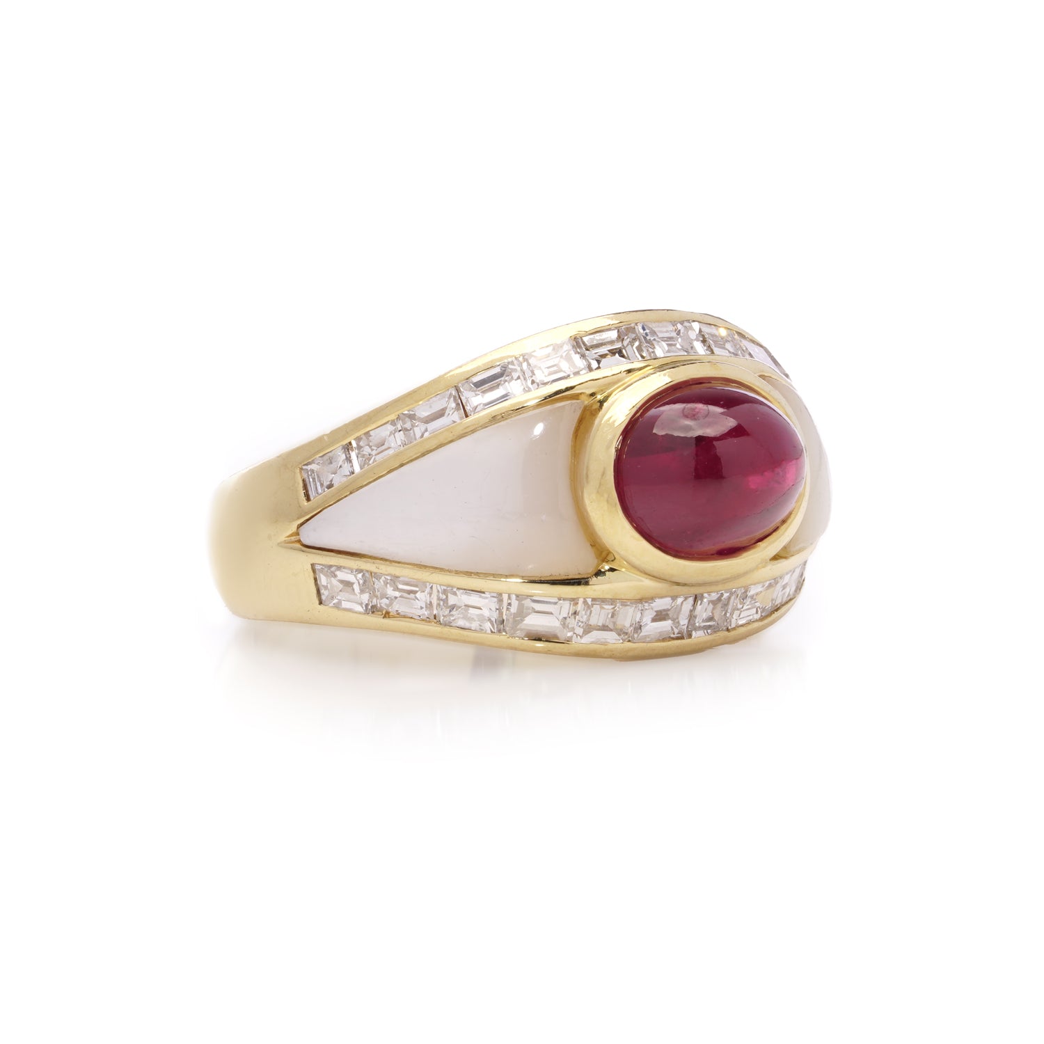 Ruby, Diamond & Mother of Pearl Ring - Wildsmith Jewellery