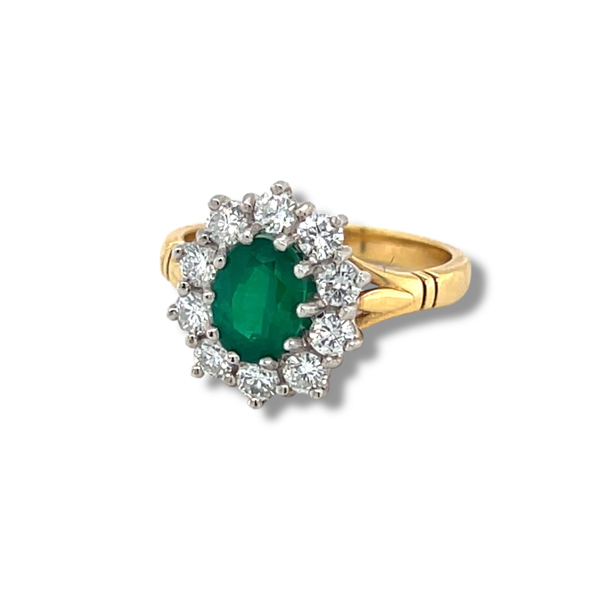 Emerald and Diamond Cluster Engagement Ring - Wildsmith Jewellery