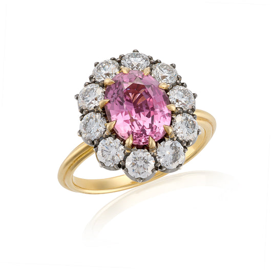 Pink Sapphire & Diamond Georgian Revival Ring