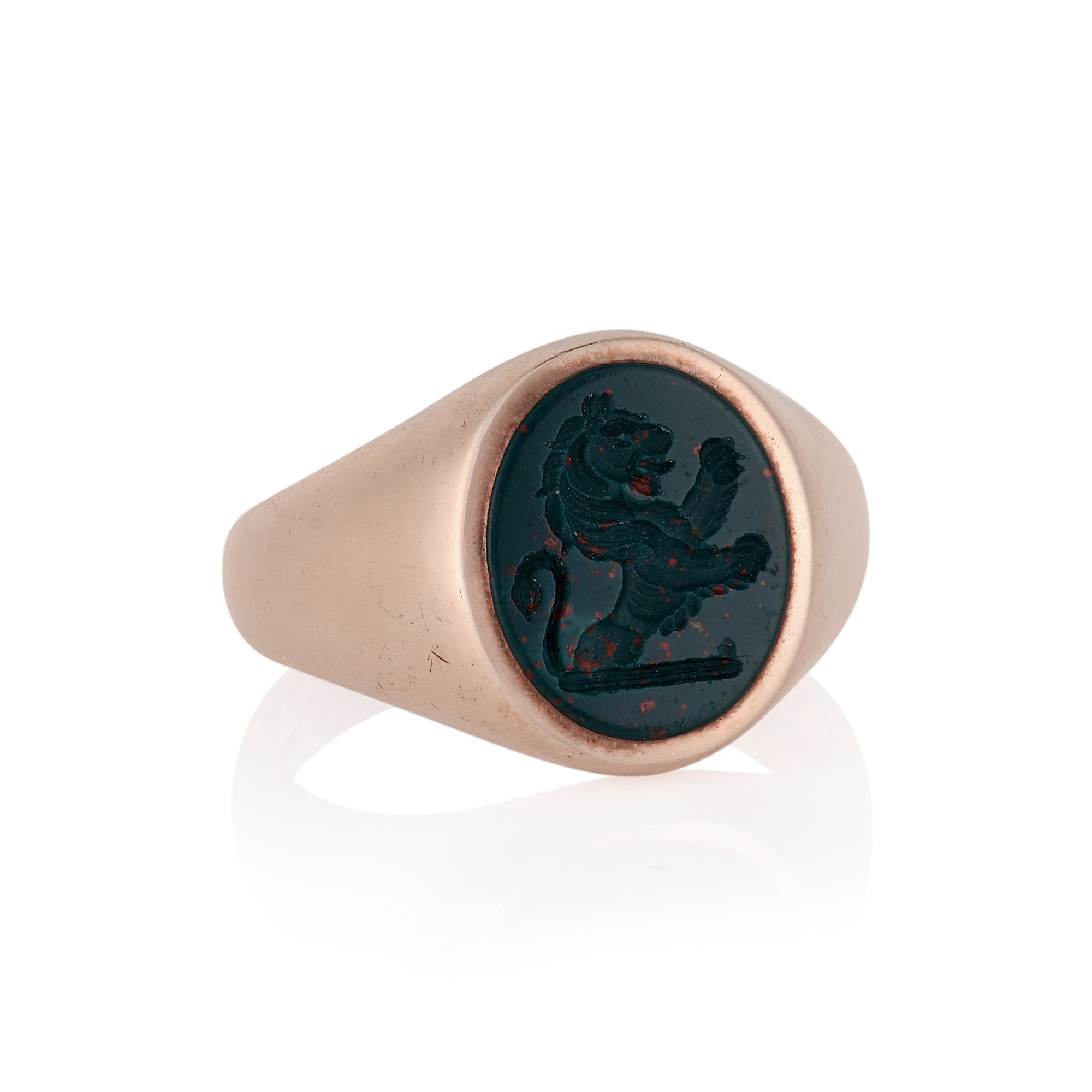 13 x 11mm Bloodstone Oxford Oval Signet Ring - Wildsmith Jewellery