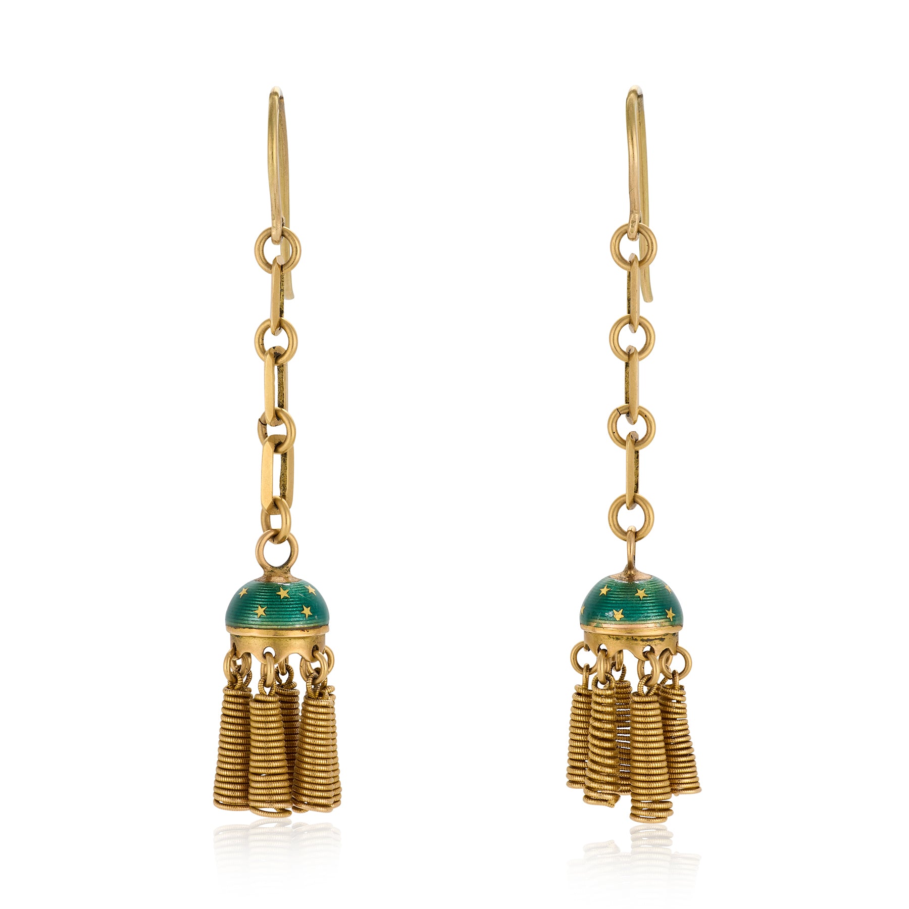 Victorian Gold & Enamel Celestial Earrings