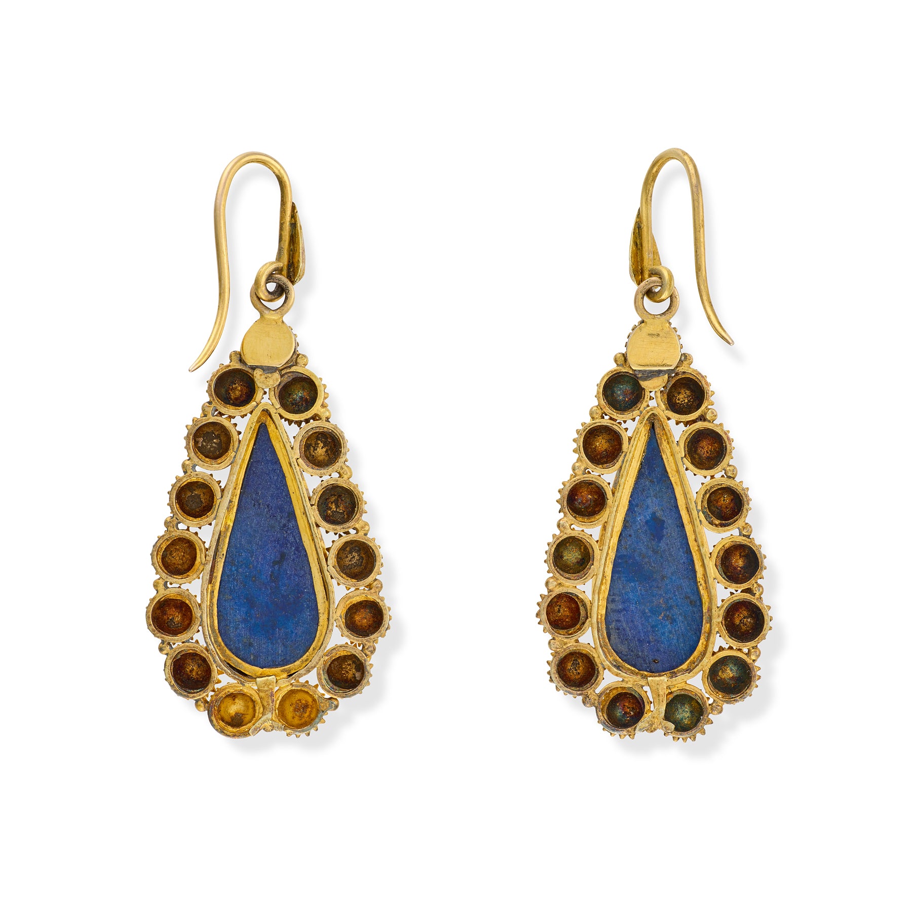 Vintahe 18ct Gold & Lapis Lazuli Drop Earrings - Wildsmith Jewellery