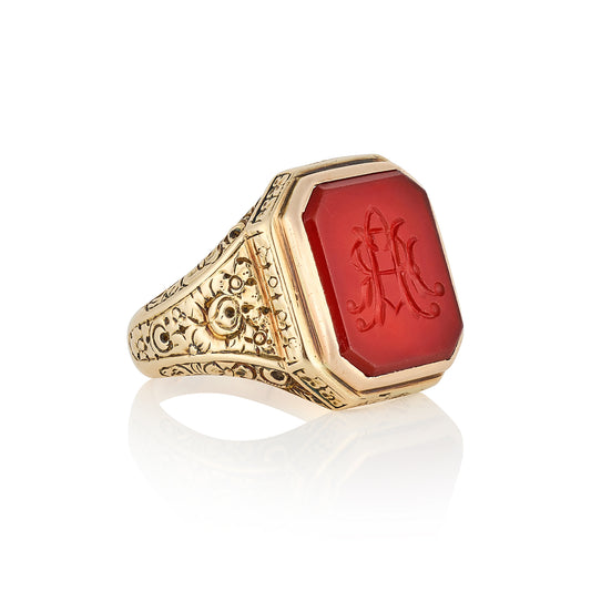 Victorian 15ct Gold & Carnelian Signet Ring - Wildsmith Jewellery